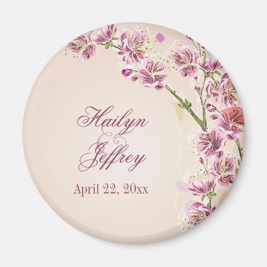 Lila paarse waterverf voor bloemen bruiloft magneet (Voorkant)