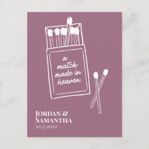 Lila Paarse wedstrijd Made in Heaven Save the Date Briefkaart