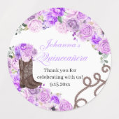 Lila Paarse Westerne Charro Quinceanera Labels (Design 2)