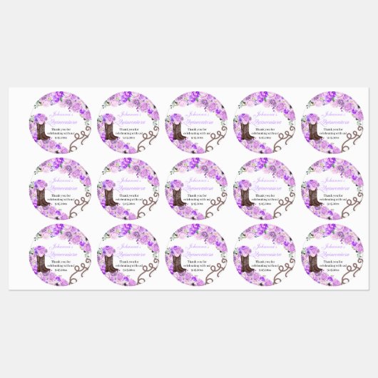 Lila Paarse Westerne Charro Quinceanera Labels (Vel)