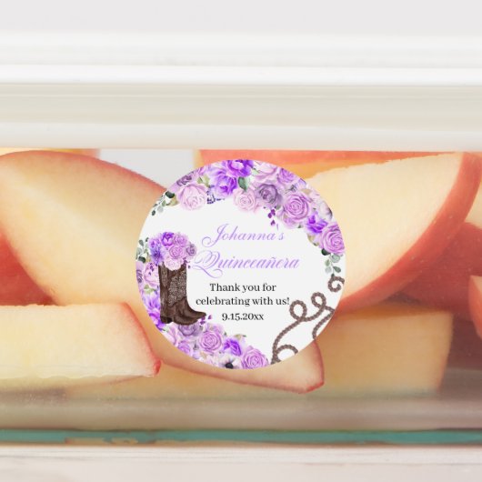Lila Paarse Westerne Charro Quinceanera Labels (Aangebracht)