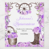 Lila Paarse Westerne Charro Wijn Etiket (Enkel label)