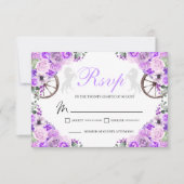 Lila Paarse Westerne Quinceanera RSVP-kaart RSVP Kaartje (Voorkant)