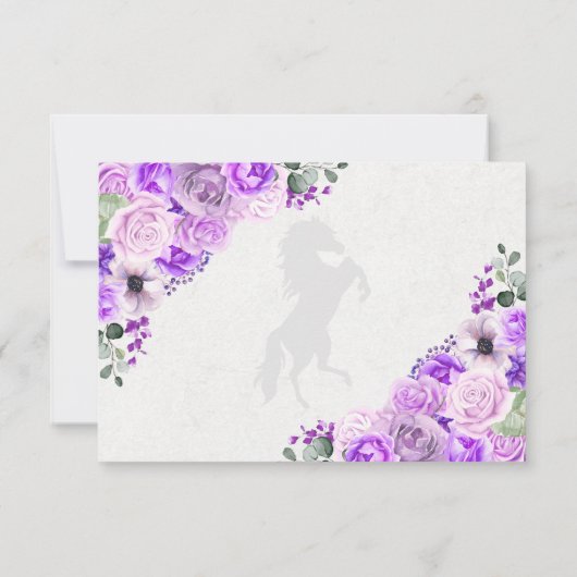 Lila Paarse Westerne Quinceanera RSVP-kaart RSVP Kaartje (Achterkant)