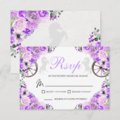 Lila Paarse Westerne Quinceanera RSVP-kaart RSVP Kaartje (Voorkant / Achterkant)