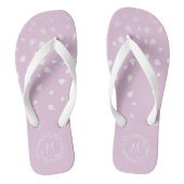 Lila Paarse White Confetti Leafs Silver Monogram Teenslippers (Voetbed)
