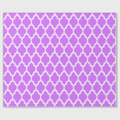 Lila Paarse Wit XL Marokkaanse Quatrefoil #4 Cadeaupapier (Vlak)