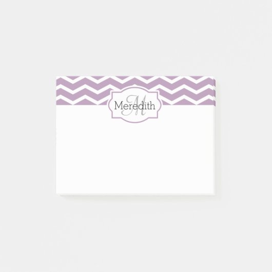Lila Paarse Witte Chevron Naam Monogramed Post-it® Notes (Voorkant)