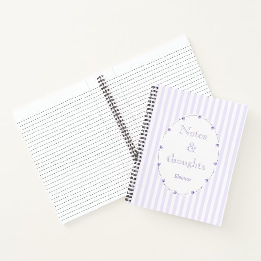 Lila Paarse witte coquette esthetisch monogram Notitieboek (Binnen)