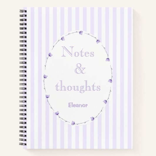 Lila Paarse witte coquette esthetisch monogram Notitieboek (Voorkant)