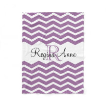 Lila Paarse/Witte Monogram Naam Keepsake Chevron