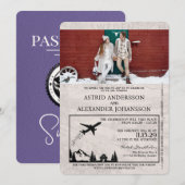 Lila Paarse Zweden Paspoort Huwelijksuitnodiging Kaart (Voorkant / Achterkant)