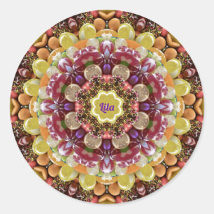 LILA ~ PAAS-SNOEP ~ Chocolade Ronde Sticker