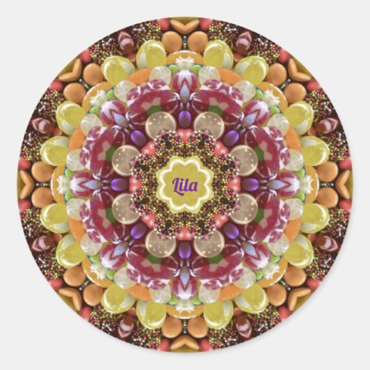 LILA ~ PAAS-SNOEP ~ Chocolade Ronde Sticker (Voorkant)