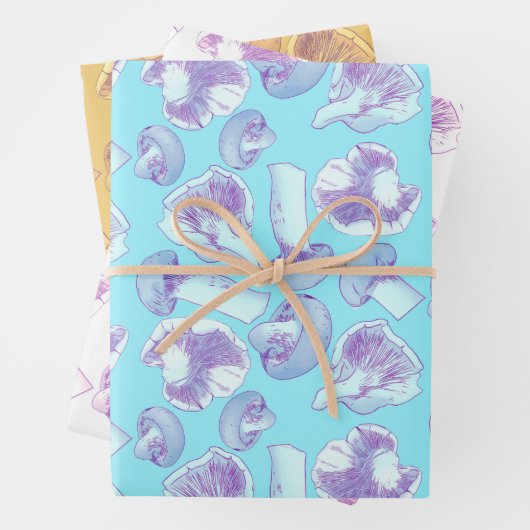  Lila paddenstoelenbotanisch patroon Inpakpapier Vel (In situ)