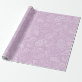 Lila Paisley Floral Cadeaupapier (Uitgerold)