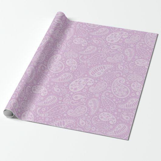 Lila Paisley Floral Cadeaupapier (Uitgerold)
