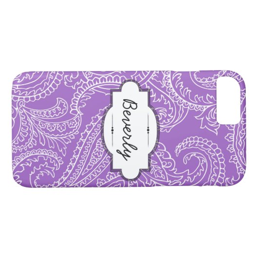 Lila Paisley iPhone 7 Barely There Hoesje (Achterkant (Horizontaal))