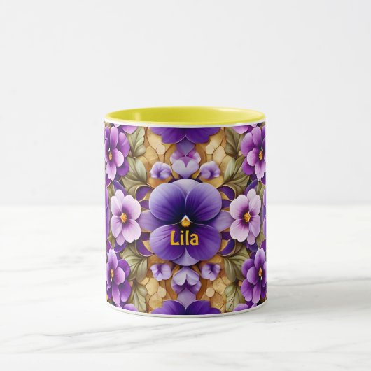 LILA ~ PANSIES ~ Paarse tinten ~ Mok (Midden)
