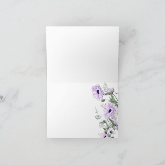 Lila papaver White Dahlia Garden Dank je Bedankkaart (Binnen)