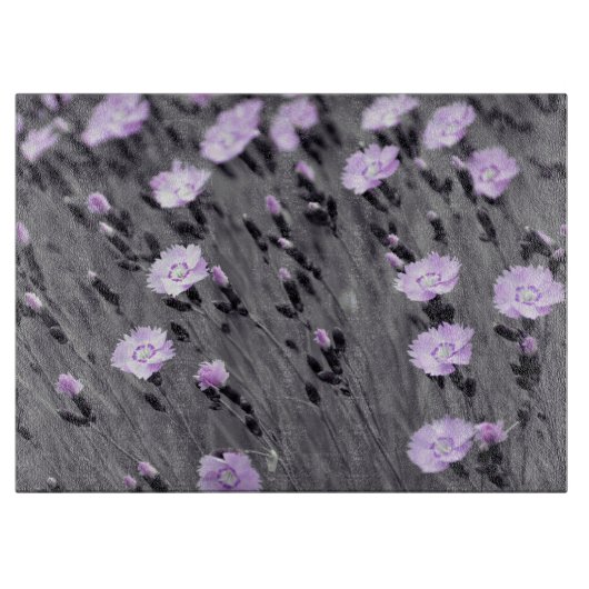 Lila papegaaibloemen snijplank (Voorkant)