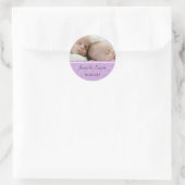 Lila parel tweeling aankondiging sticker (Tas)