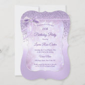 Lila parelaas glitter paars Birthday Party Kaart (Voorkant)