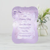 Lila parelaas glitter paars Birthday Party Kaart (Staand voorkant)