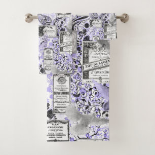 Lila parfumlabels bad handdoek