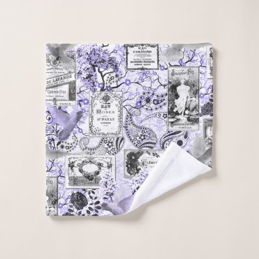 Lila parfumlabels bad handdoek (Wasdoekje)
