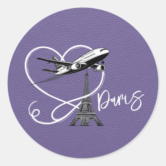 Lila Parijspaspoort Ronde Sticker (Voorkant)