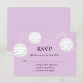 Lila partijlampjes RSVP Kaartje (Voorkant / Achterkant)