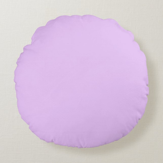 Lila, pastel lila effen kleur rond kussen (Voorkant)