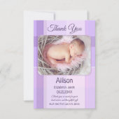 Lila Pastel Pset Baby Foto bedankt (Voorkant)