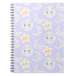 Lila patroon Kawaii Pastel Moon Star Notitieboek
