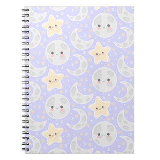 Lila patroon Kawaii Pastel Moon Star Notitieboek