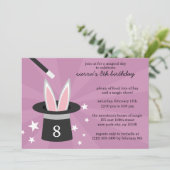 Lila Peek-a-Boo Rabbit Custom Magic Birthday Part Kaart (Staand voorkant)