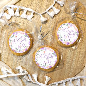 Lila & Perzik Bloemen Krans Trouwmonogram Ronde Sticker