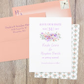 Lila & perzik boeket bruiloft Bewaar de datum Kaart