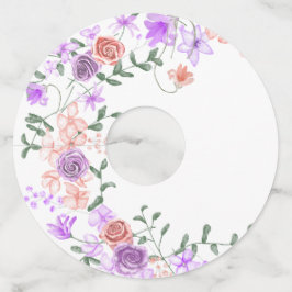 Lila & Perzik Rozen Wijnglas Label Labels