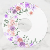 Lila & Perzik Rozen Wijnglas Label Labels (Voorkant)