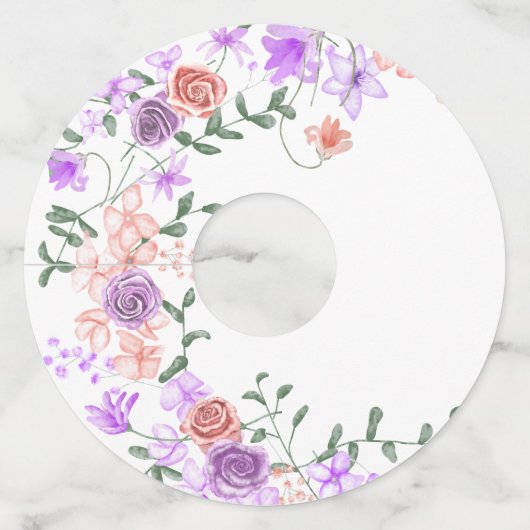 Lila & Perzik Rozen Wijnglas Label Labels (Voorkant)