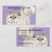 Lila Perzische Kat Illustratie Waterverf Visitekaartje (Voorkant / Achterkant)