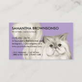 Lila Perzische Kat Illustratie Waterverf Visitekaartje (Achterkant)