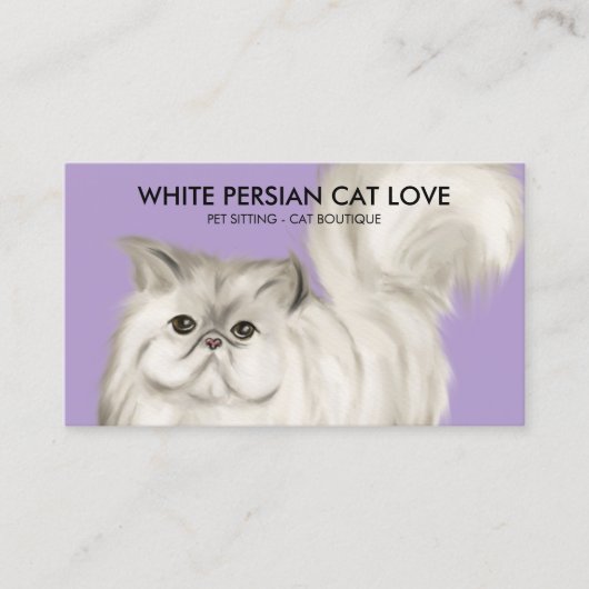 Lila Perzische Kat Illustratie Waterverf Visitekaartje (Voorkant)