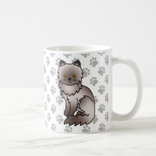 Lila Perzische Mopshond Cute Cartoonkat Illustrati Koffiemok