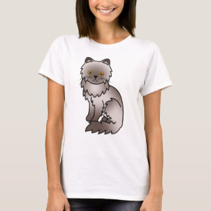 Lila Perzische Mopshond Cute Cartoonkat Illustrati T-shirt