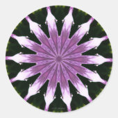 Lila Petunia Kaleidoscoop Ontwerp Ronde Sticker (Voorkant)