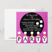 Lila Pin Party Bowling Birthday Party Kaart (Voorkant / Achterkant)