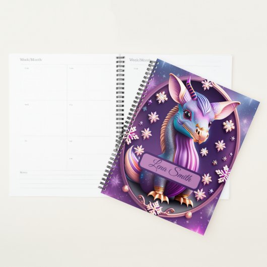 Lila Pink Drache, fantasievolle Digital Art Planner (Display)